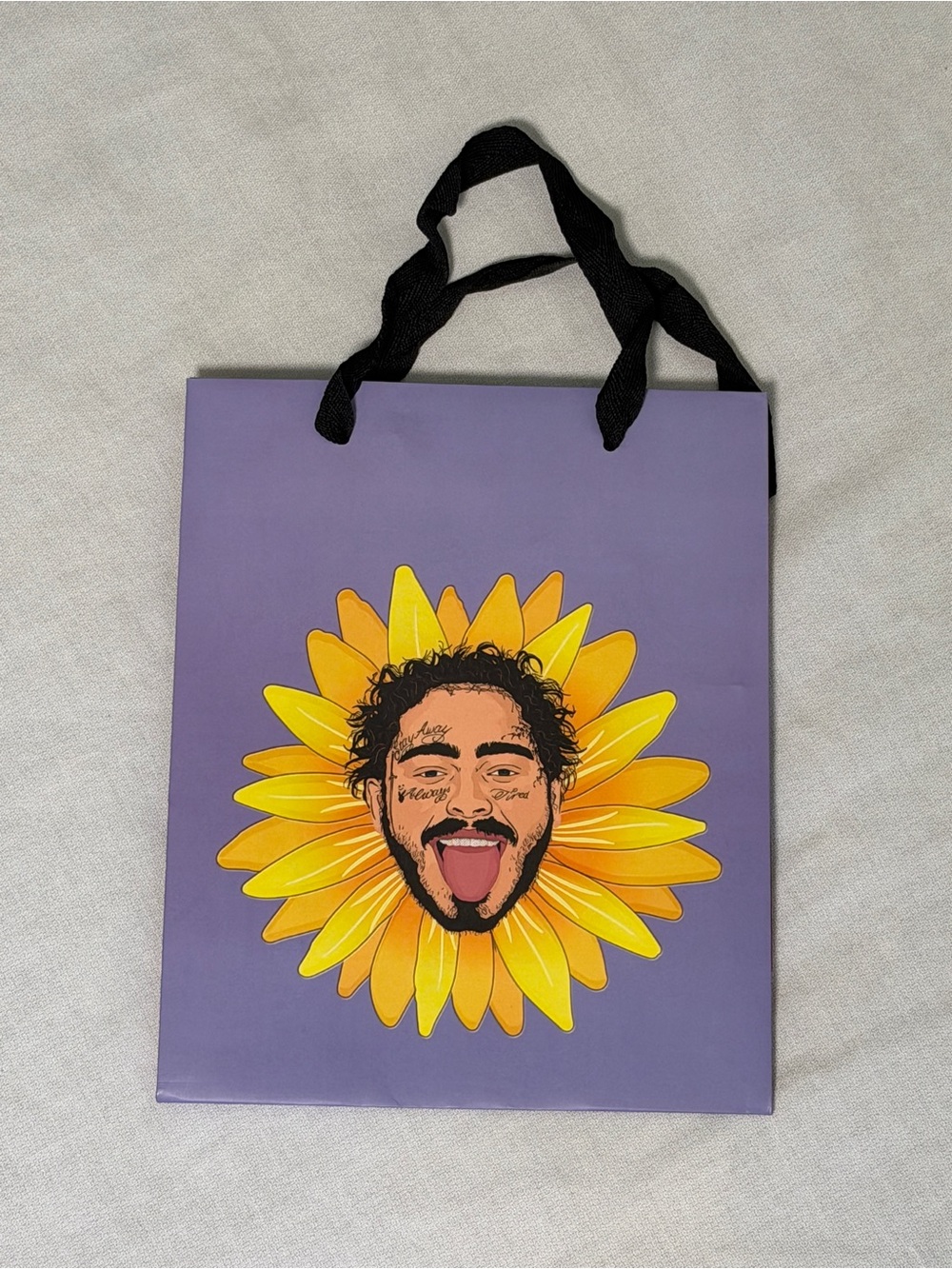 Post Malone Sunflower Gift Bag Purple Posty Music Fan Collectible 8x10